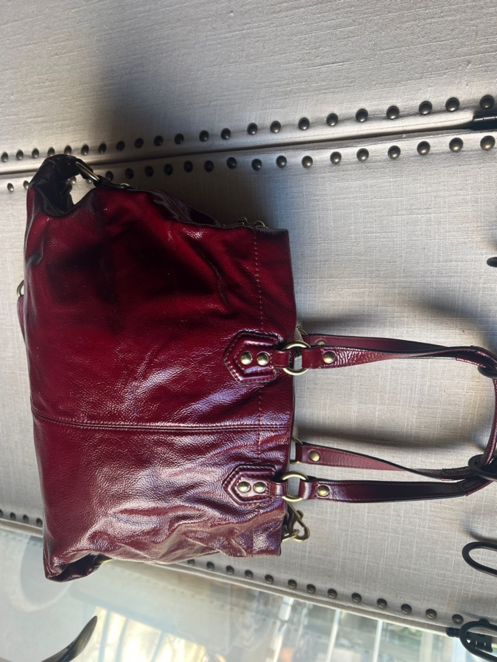 Coach Burgundy Leather Shoulder Tote with Gold Hardware - Picture 2 of 5